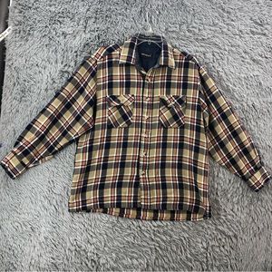Network Shacket Mens XLarge Vintage Button Up Flannel Plaid Shirt Jacket